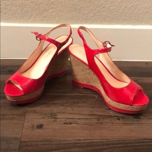 Bright red wedge heels